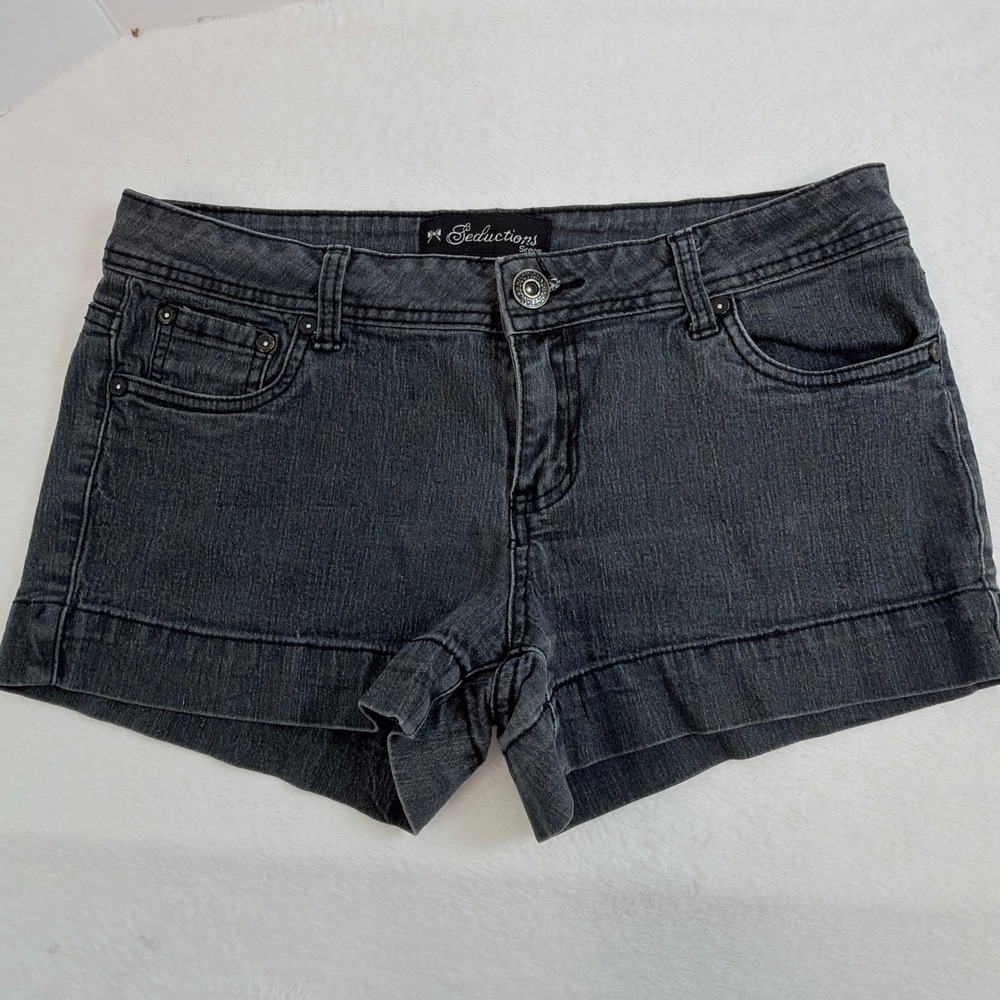 Seductions Denim Shorts Women 9 Gray Excellent Low Rise Cuffed Y2K Grunge
